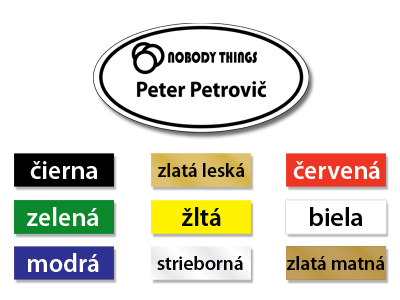 Plastový identifikátor používaný ako menovka slúžiaca na identifikovanie osôb.
farebný plast - hrúbka 1,2 mm
uchytenie - špendlík/clip