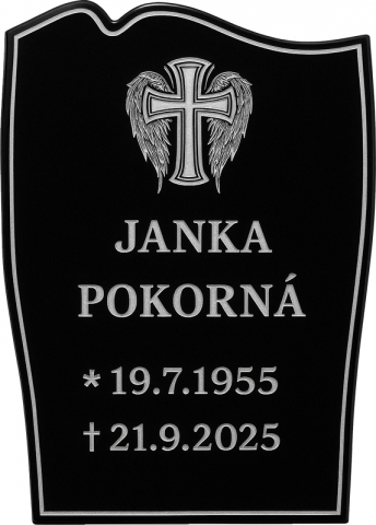 Prémiová hrobová tabuľka – odolná a bez údržby Hliníkový kompozit s vysokým leskom prináša trvalú estetiku a mechanickú stabilitu. Nie je to plast – materiál dlhodobo odolá poveternosti a nestráca vzhľad. Skvelé riešenie pre tých, ktorí chcú kvalitu bez starostí. Výhody  Pevný Alu kompozit – bez deformácií a prasklín, odolný voči UV a mrazu. Vysoký lesk – dôstojný a reprezentatívny look. Bezúdržbovosť – umytie či pretretie stačí. Detailné gravírovanie – písmo, ornamenty aj fotky veľmi presne. Cenová efektivita – luxusný výsledok za dobrú cenu.  Možnosti na mieru  Mená, dátumy, venovania, citáty a dekorácie podľa želania. Fotografia s retušou v cene návrhu. Farebné kombinácie: strieborný/čierny kontrast. Rôzne rozmery – od menších po veľkoformátové.  Technika a spracovanie  Materiál: viacvrstvový ACP (Dibond) pre pevnosť. Povrch: lesk, UV stabilita, odolnosť voči poveternosti. Detail: čisté hrany, výrazný gravír.  Uchytenie  Na želanie lepiace podložky alebo otvory. Pomôžeme zvoliť správny spôsob montáže. 